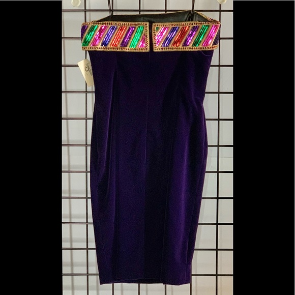 “HOST PICK” Vintage Escada Velvet Dress with Fabulous Sequin Detailing - Picture 2 of 3